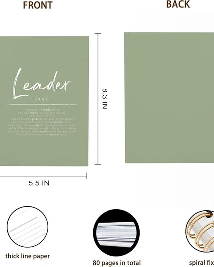 OXW Sage Green Notebooks for Work, Leadership Gifts Notebook Journal for Writing Meeting Office Note Taking, Thank You Appreciation Gifts for Women Men Leader Mentor Boss Manager, 5.5"x8.3"