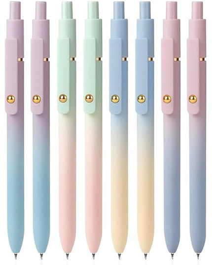 FIOVER Gel Pens, 12 Pcs 0.7mm Comfort Grip Quick Dry Black Ink Pens Fine Point Smooth Writing Pens, Cute Office Back to School Supplies Gifts for Women (12PCS Gradient Black Ink)