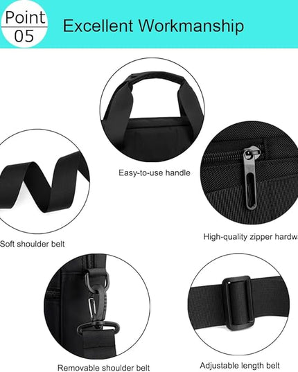 zhongningyifeng Laptop Bag 14 Inch Briefcase for Men Women Waterproof Nylon Lightweight, Shoulder Computer Messenger Handbag for Business Office Work Travel College Black