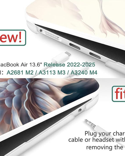 DONGKE for M4 MacBook Air 13.6 Inch Case 2025 2024 2023 2022 Model A3240 A3113 A2681 M3 M2 Chip, Plastic Hard Shell Case Cover with Touch ID for MacBook Air 13 Inch M4 - Beautiful Flower