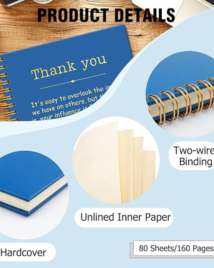 Thank You Navy Blue Hardcover 160 Pages Spiral Notebooks, Funny Thank You Gifts for Women Men Coworkers Leader Mentor, Appreciation Gifts for Employees, Thanksgiving Gifts for Colleagues Leaders