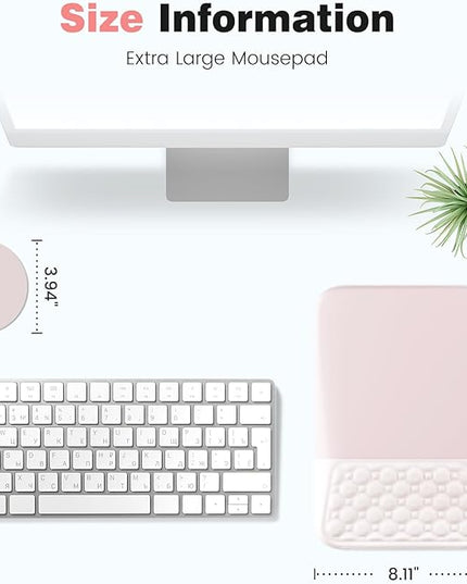 Ospelelf Mouse Pad with Wrist Rest Ergonomic Comfortable Pain Relief Mousepad Wrist Support for Computer Solid Pink