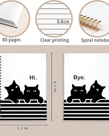 Funny Cat Notebook Journal, Black Cat Spiral Notebook, Black Cat Gifts, Cat Notepad, Cat Stationary, Gifts for Cat Lovers, College Ruled Spiral Notebook 80 Sheets -160 Pages 5.5x8.3 Inch