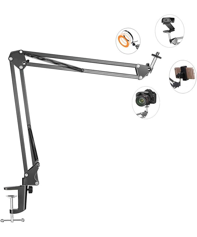 Overhead Tripod Mount for Camera Webcam Ring Light, Flexible Over Head Arm for iPhone with Phone Holder and Ball Head, Table Stand Accessory for Phone Video Recording Live Stream