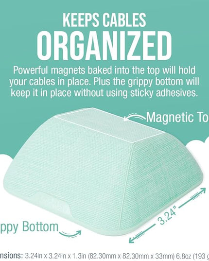 Smartish® Magnetic Cord Holder - Cable Wrangler Organizer with Magnet Clips for Charger Management on Desktop, Nightstand, or Side Table for All Cables, USB-C, Lightning Cables - Teal Me More