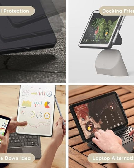 EIP Magnetix Keyboard Case for Google Pixel Tablet 11 inch (2023), Adjustable Viewing Angle, Detachable, Easy Carry, Protective Cover Compatible with Speaker Dock, 7 Backlight Color, US Layout