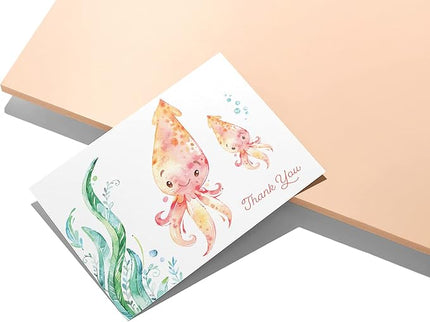 Twigs Paper Thank You Card Set - 12 Assorted Greeting Cards For All Occasions - Thank You Cards with Envelopes - Appreciation Cards - Eco Friendly - Made In USA - 5.5 x 4.25 Inch Size - Ocean Themed
