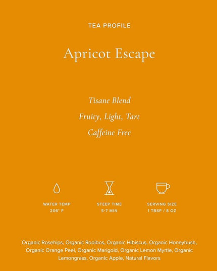 Art of Tea | Apricot Escape - Caffeine Free | 50 Eco Friendly Pyramid Tea Bag Sachets