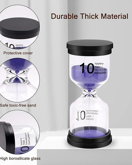 Sand Timer, Hourglass Sand Timers Colorful 1/3/5/10/15/30 Minutes Sandglass Timer with Protective Cover for Classroom Home Office Cooking (Pack of 6) Multicolor