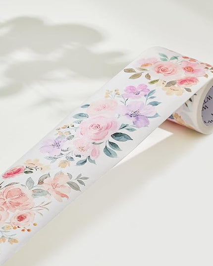 WT Flower Corridor Wide Washi Tape, Single Roll, Original Designs, Floral Decorative Tape, 60mm Wide, Washi Tape for Journaling, Bujo Planner Supplies, DIY Paper Tapes