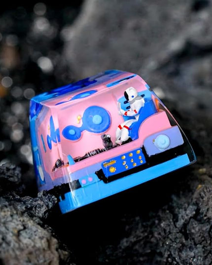 Astronaut Custom Artisan Keycap with Blue Pink Spaceship R1 SA Profile Astronauts Keycaps 1U ESC Handmade Gaming Resin Key Cap Cherry MX Switch Compatible Mechanical Keyboard Space Lover Gift
