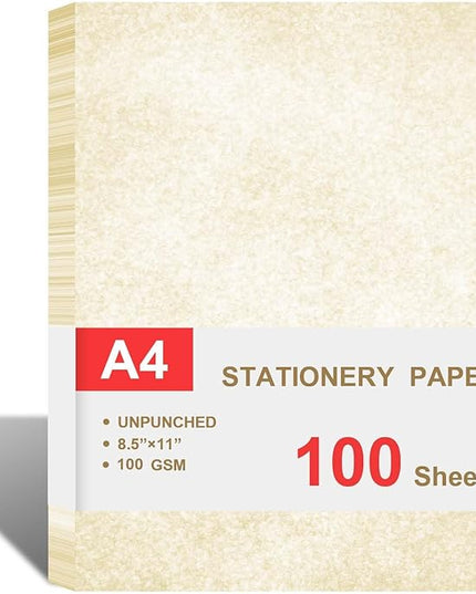 Parchment Paper for Certificates - Stationary for Resumes, Diplomas, Letter Size Certificate, 100 Sheets Double-Sided, 100gsm, 8.5" x 11" for Printing