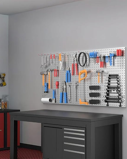 Ultrawall 4 Pcs Metal Pegboard Wall Panels, Peg Boards for Garage Tool Storage