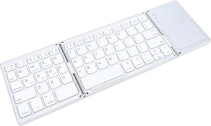 Tangxi Foldable Wireless Keyboard, Rechargeable Keyboard with Touchpad, Auto Sleep & Wake, Slim Pocket Folding Key Board for Android Wins iOS Tablet & Laptop (Silver)