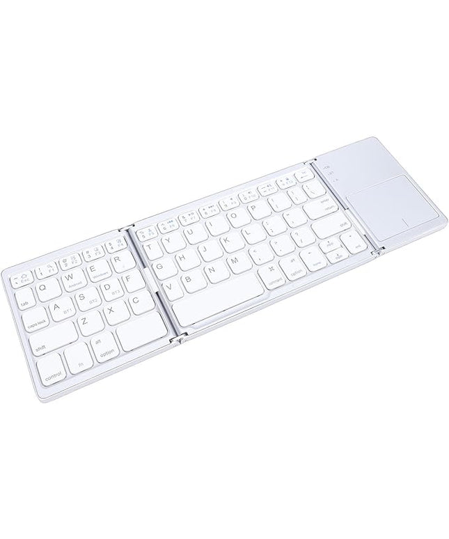 Tangxi Foldable Wireless Keyboard, Rechargeable Keyboard with Touchpad, Auto Sleep & Wake, Slim Pocket Folding Key Board for Android Wins iOS Tablet & Laptop (Silver)