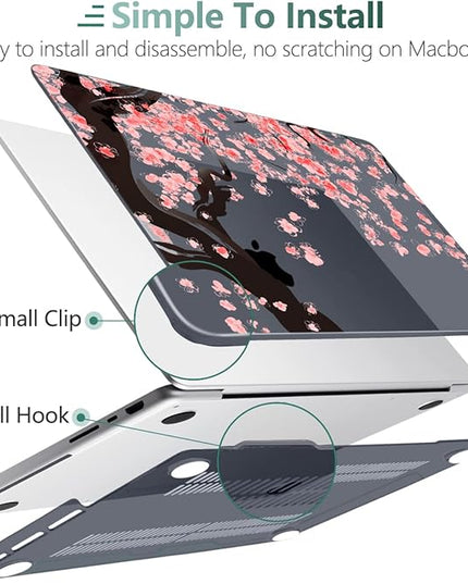 DONGKE Case for M5 MacBook Pro 14 inch 2025 2024-2021 M4 M3 M2 M1, Plastic Hard Shell Cover Compatible with A3434 A3112 A3401 A3185 A2992 A2779 A2442, Retina XDR Display & Touch ID, Cherry Blossoms