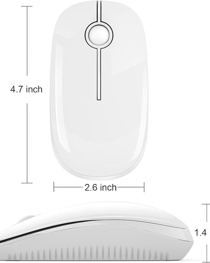VssoPlor Wireless Mouse, 2.4G Slim Portable Computer Laptop Mouse with Nano Receiver Quiet Silent Optical Mice for Notebook, PC, Laptop, Computer-Pure White