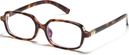 hnbliv Retro Rectangle Blue Light Blocking Glasses for Women 90s Fake Eyeglasses Y2K Fashion Computer Glasses Tortoise Frame
