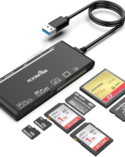 XD Multi Card Reader, SD/TF/CF/Micro SD/XD/MS 7 in 1 USB3.0 Fast 5Gbps Memory Card Reader/Writer/Hub for SD SDXC SDHC CF CFI TF Micro SD Micro SDXC Micro SDHC MS MMC UHS-I Cards,Windows/Linux/Mac OS