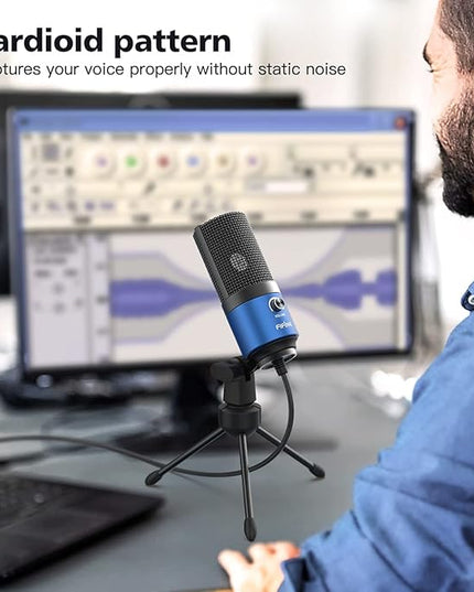 FIFINE USB Computer Microphone for Recording YouTube Video Voice Over Vocals for Mac & PC, Condenser Mic with Gain Control for Home Studio, Plug & Play - K669L