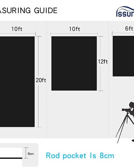 ISSUNTEX 10X20 ft Background Muslin Backdrop, Photo Studio, Collapsible High Density Screen for Video Photography and Television-Black