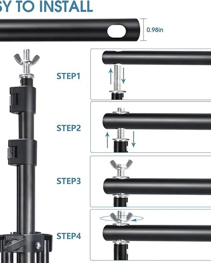 Photo Video Studio 10x7Ft (WxH) Adjustable Background Stand Backdrop Support System Kit with Carry Bag