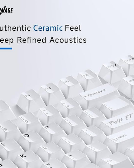 Pwnage Ceramic Keycaps - 60 65 75 100 Percent, Full Set Elegant Key caps, Custom 120 Keys Cherry Profile for 61/68/84/87/98/100 Cherry Gateron MX Hall Effect HE Mechanical Keyboards, White