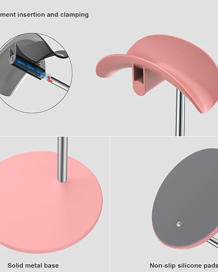 Headphone Stand, Headset Holder with Solid Base for Desk, Compatible with AirPods Max, Beats, Bose, B&O, Sony, Sennheiser, Gaming, etc (Pink)