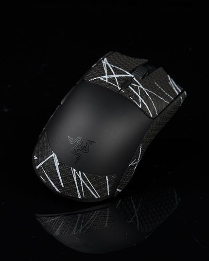 Gamer Mouse Grip Tape Sticker for Razer Viper V3 Non Slip Suck Sweat Pre Cut Easy Install PC Gaming Black White 0.4mm