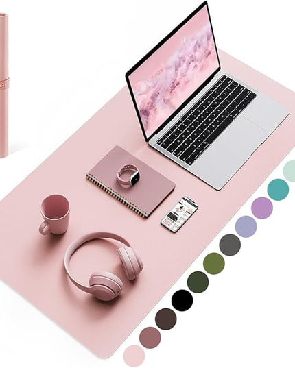 YSAGi Non-Slip Leather Desk Pad Blotter, Waterproof Laptop Computer Desk Keyboard Mat, Table Protector Mat, Large Mouse Pad for Office/Work/Home/Decor(Pink, 31.5" x 15.7")