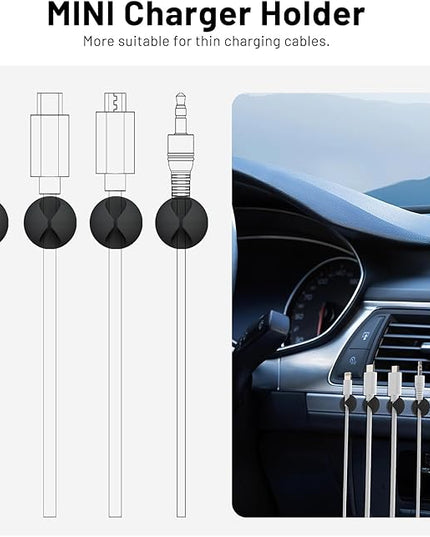 18 Pack Mini Cable Clips, Znben Cord Organizer Holder Adhesive Cord Management Charger Wire Holder Clips for Desk, Home, Office, Car, Cubicle, Nightstand Black