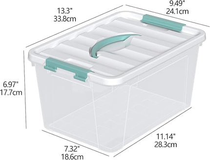 6-Pack 14 Quart Plastic Latching Box with Handle, Clear Plastic Storage Bins with Lids