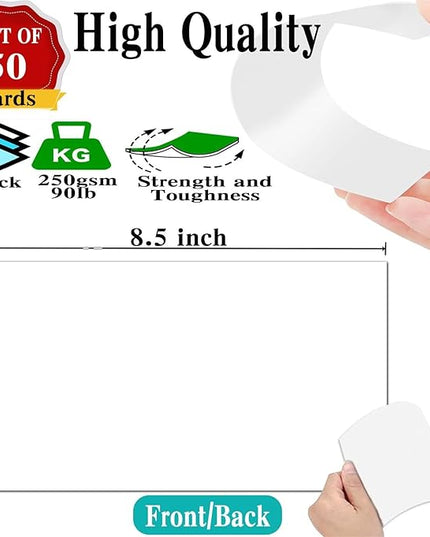 5.5 x 8.5 Blank White Card Stock (Set of 50) - 90lb Flat Card Stock Printer Paper for Invitations, Notes, Greetings & Table Cards - Writing, Stamping, Drawing, Painting
