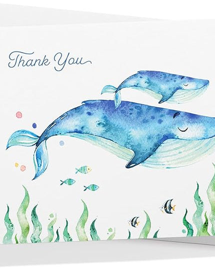 Twigs Paper Thank You Card Set - 12 Assorted Greeting Cards For All Occasions - Thank You Cards with Envelopes - Appreciation Cards - Eco Friendly - Made In USA - 5.5 x 4.25 Inch Size - Ocean Themed