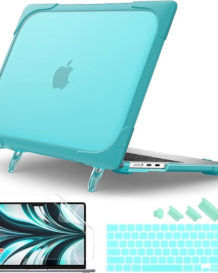 Batianda for New MacBook Air 13.6 inch Case 2025 M4 2024 2022 Release Model A3240 A2681(M2) A3113(M3), Heavy Duty Shockproof Protective Hard Shell with Fold Kickstand & Keyboard Cover, Light Blue