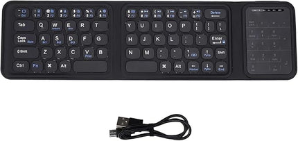 Luocute Foldable Keyboard, Portable Keyboard with Multi Touch Touchpad and Leather Case for Laptop PC Tablet Smartphone iOS
