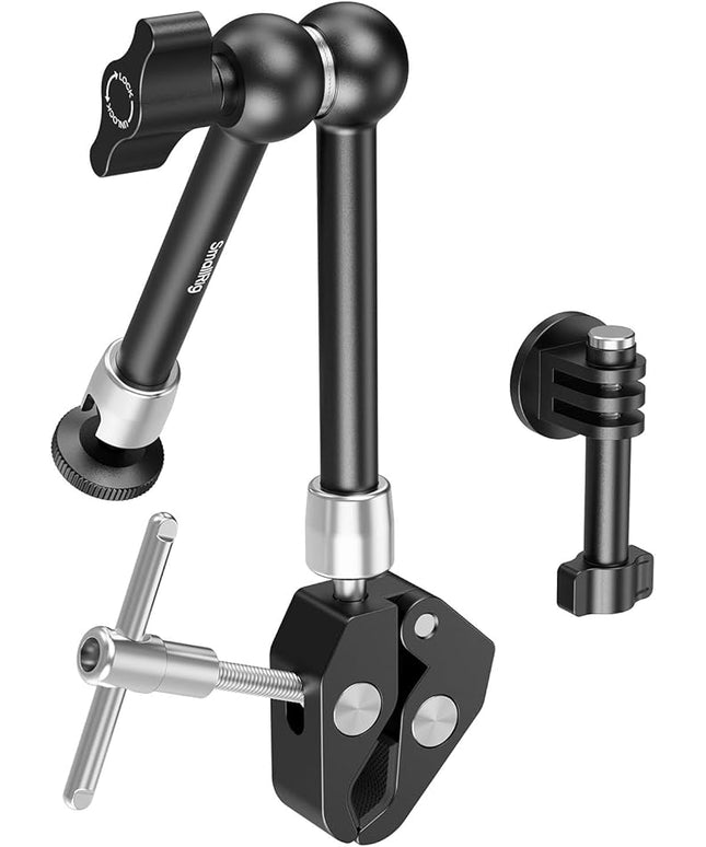 SMALLRIG Magic Arm with Super Clamp for Action Cameras, Camera Clamp Mount for GoPro Hero 13/12/11, for DJI Osmo Action 5 pro/4/3, for Insta360 Ace Pro 2, with 1/4" Screw for Monitor/LED Lights