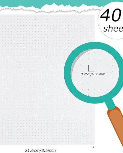 Sabary 400 Sheets Dot Cross Grid Graph Paper 8.5 x 11 Inches Letter Size Grid Paper Unpunched Refills Graph Paper Large Grid for Planning Bullet Journaling Thick Paper Smooth, White (Classic Style)