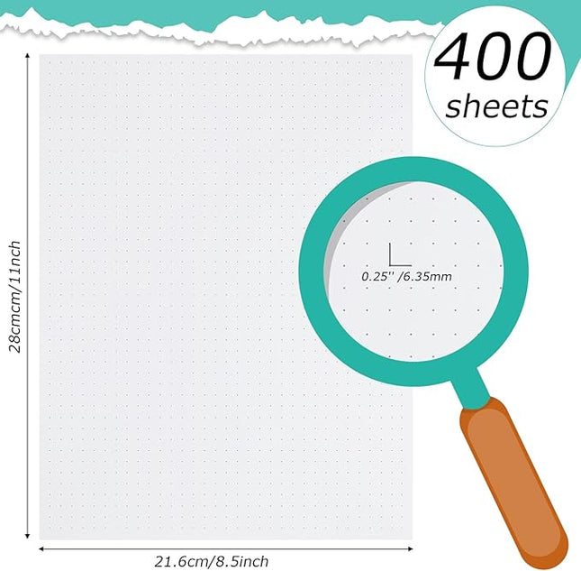 Sabary 400 Sheets Dot Cross Grid Graph Paper 8.5 x 11 Inches Letter Size Grid Paper Unpunched Refills Graph Paper Large Grid for Planning Bullet Journaling Thick Paper Smooth, White (Classic Style)