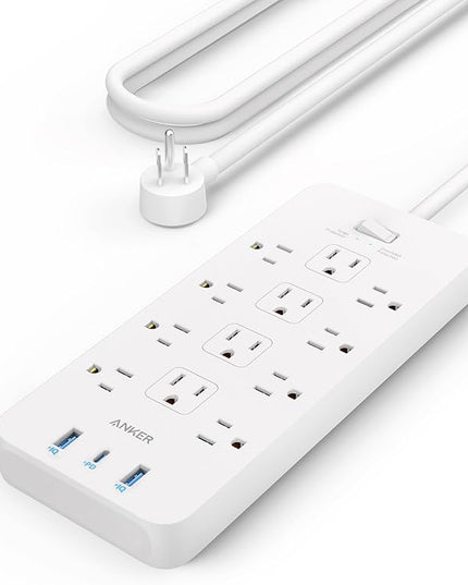 Anker Power Strip with 2100J Surge Protector, Outlet Extender, 5ft Extension Cord with Multiple Outlets, 12 AC, 2 USB A,1 USB C Port for 20W, Home Office, Dorm Room Essentials, TUV Listed