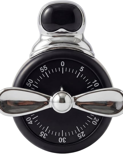 Visual Timer, Cute Magnetic Mechanical Kitchen Timer for Cooking, No Batteries Required, 60-Minute Countdown Clock for Study, Classroom, Baking, Yoga, Pomodoro - Loud Alarm (Retro Black (Pilot Style))