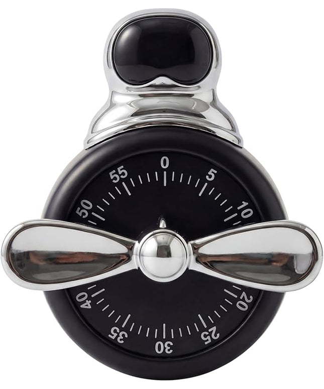 Visual Timer, Cute Magnetic Mechanical Kitchen Timer for Cooking, No Batteries Required, 60-Minute Countdown Clock for Study, Classroom, Baking, Yoga, Pomodoro - Loud Alarm (Retro Black (Pilot Style))