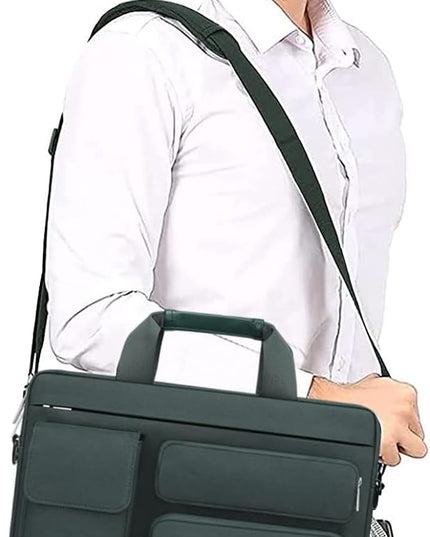 MOSISO Laptop Shoulder Bag 15.6 inch, 15-15.6 inch Computer Bag Compatible with MacBook Pro 16 inch, HP, Dell, Lenovo, Notebook with 2 Raised&1 Flapover&1 Horizontal Pocket&Handle&Belt, Emerald Green