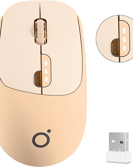 EWEADN Q5 Wireless Mouse, Bluetooth & 2.4G Quiet Computer Mouses with 1600 DPI, Battery Level Display, Ergonomic Office Mouse,6 Button Portable Cute Cordless Mice for Laptop/PC/Mac- Pink
