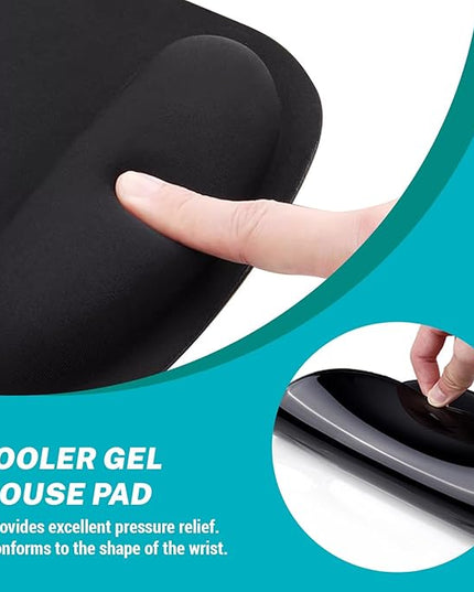 Goth Bat Floral Ergonomic Mouse Pad with Wrist Rest, Gothic Flowers Gaming Mousepad Wrist Support, Funny Computer Mouse Pad with Non-Slip PU Base for Desk Accessories Office Decor Supplies