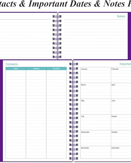 Daily Planner 2026 Full Page Per Day- 2026 Daily & Monthly Planner from January 2026 to December 2026, Day Planner 2026 with 12 Months Tabs, 6.4" x 8,5", Purple