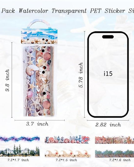Dwpetzo Large Seasonal Nature Landscape Stickers for Journaling, 60 Sheets Dual Materials Transparent PET and Craft Paper Stickers for Junk Journal, Collage, Aesthetic Crafts Arts