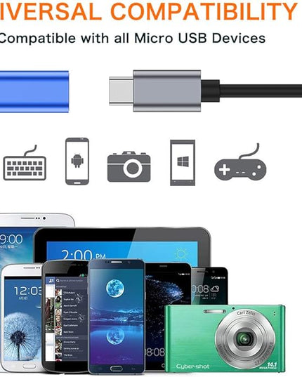 JXMOX USB C to Micro USB Adapter, (4-Pack) Type C Female to Micro USB Male Convert Connector Support Charge Data Sync Compatible with Samsung Galaxy S7/S7 Edge, Nexus 5/6 and Micro USB Devices (Blue)