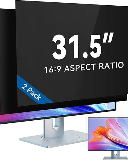 IPROKKO [2-Pack] 31.5 Inch Computer Privacy Screen Filter for 16:9 Widescreen Monitor, Removable 31.5in Anti Blue Light Glare Privacy Shield, Anti Spy Security Protector for Hp Dell Asus Acer Samsung