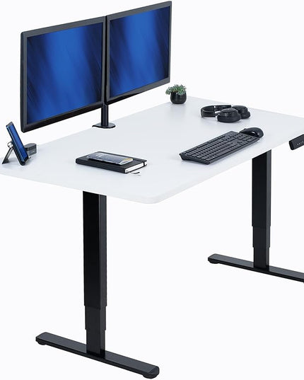 VIVO Electric 55 x 28 in Dual Motor Sit Stand Desk, Memory Height Adjustment, 2B Series, White Top Black Frame, DESK-KIT-2B55W